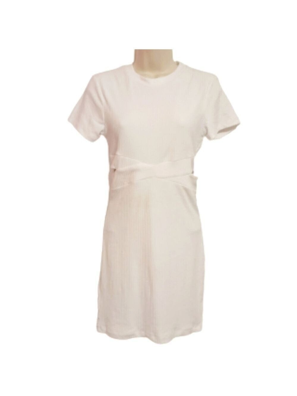 Streetwear Society White Ribbed Knit Cut Out Bodycon Dress Medium